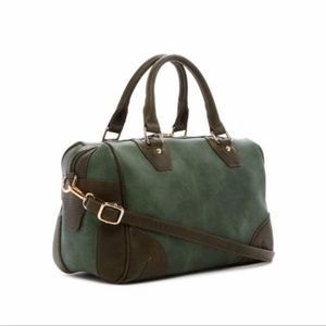 NWT vegan green and black satchel bag